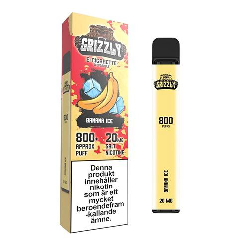 Grizzly disposable engangs vape 20mg 800 puff - Banana Ice