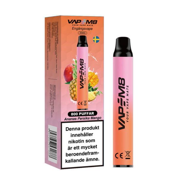 VapeM8-VM800-engangs-vape-20mg-ananas-persika-mango
