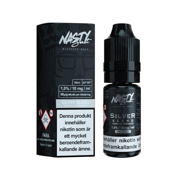 Nasty Juice Salts - Silver Blend Tobacco 10ml 10mg Nic Salt vanilj tobak e-juice