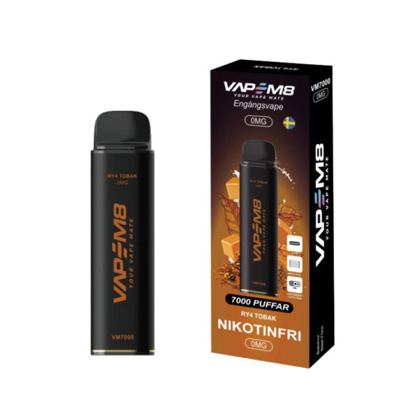 VapeM8-VM7000-engangs-vape-nikotinfri-RY4-Tobak