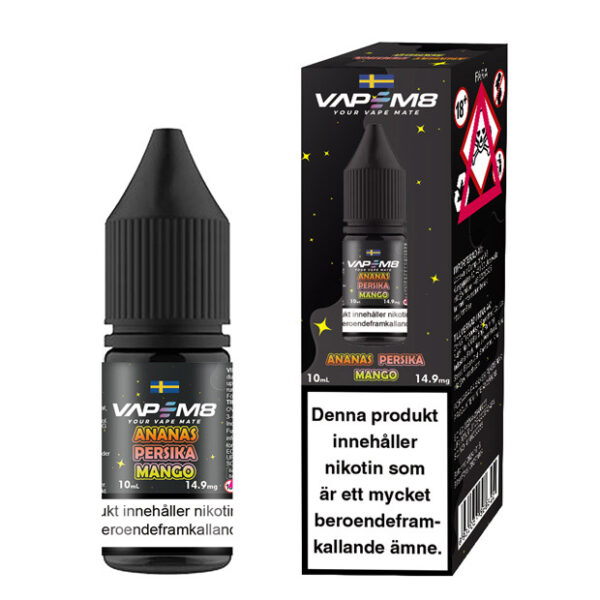 VapeM8 E-Juice - Ananas Persika Mango 10ml 14.9mg Nikotinsalt