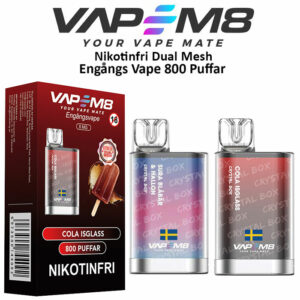 VapeM8-Crystal-Box-Nikotinfri-Dual-Mesh-engångs vape